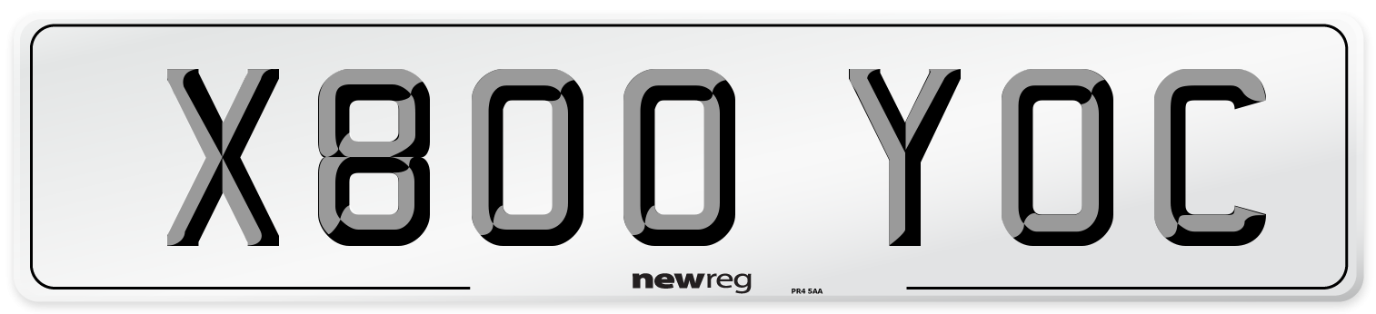 X800 YOC Number Plate from New Reg